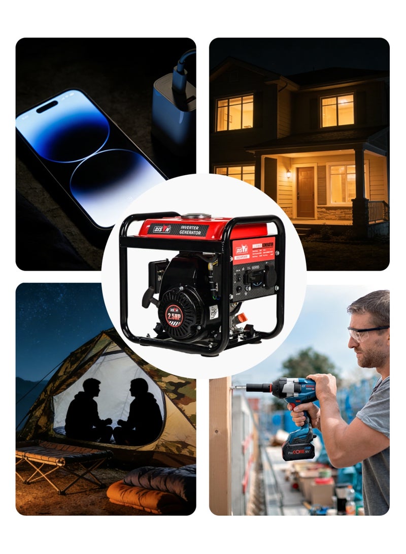 Bison Power Peak 1000W Inverter Gasoline Generator Professional for Home, Bison Power Gasoline Generator, Portable & Lightweight, with DC&USB for Household Appliances, Smart Devices - TVs/Computers/Phones/Laptops - Image 5